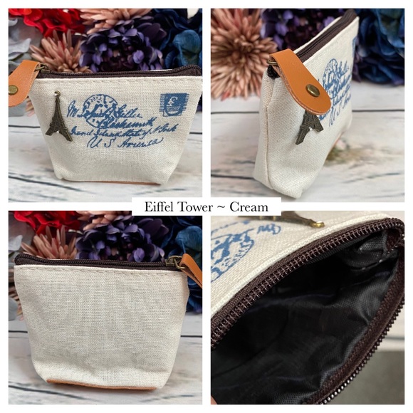 Small Canvas Vintage Coin Purse with Charms - Picture 4 of 8